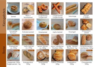 Brotübersicht der Bäckerei Bitesnich